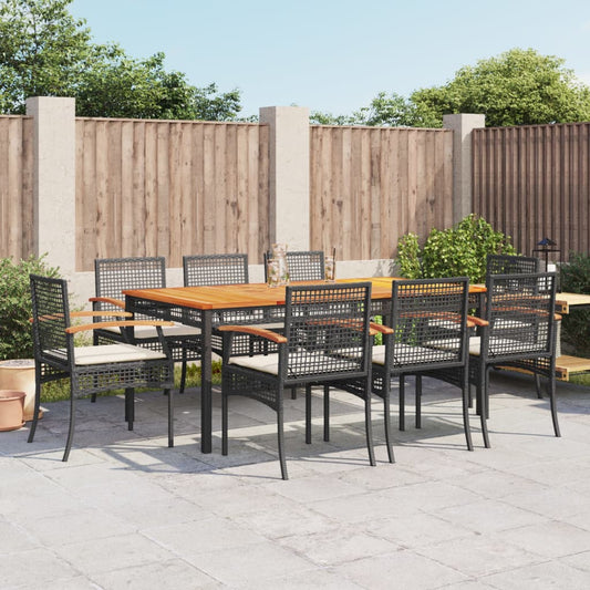 Garden Dining Set Black, Cream White