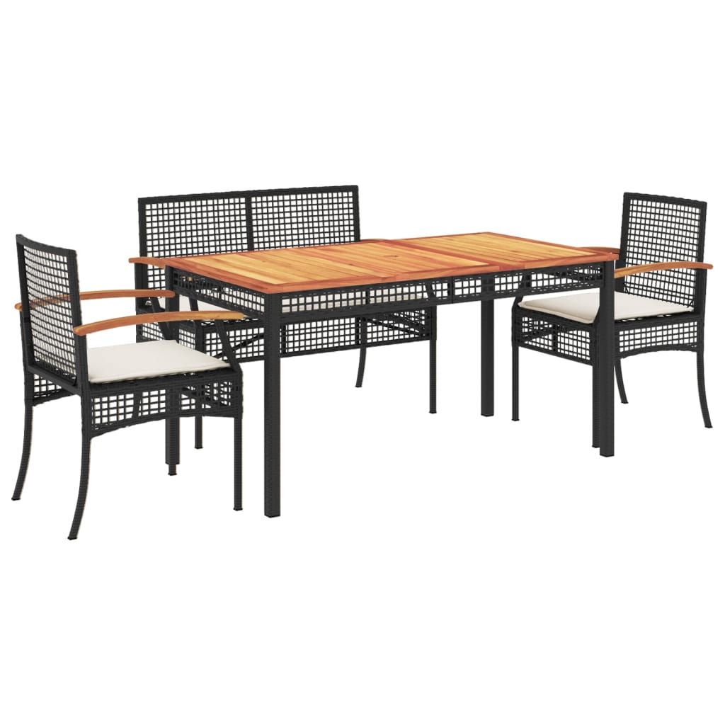 Garden Dining Set Black and cream white