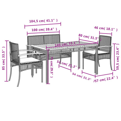 Garden Dining Set Black and cream white
