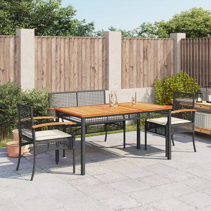 Garden Dining Set Black and cream white