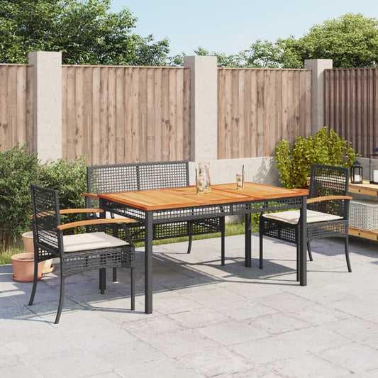 Garden Dining Set Black and cream white