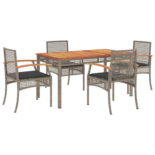 Garden Dining Set Grey PE rattan Medium Durable