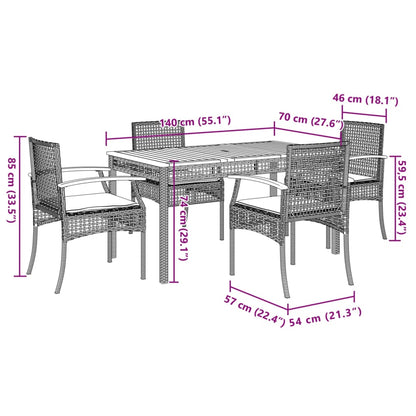 Garden Dining Set Grey PE rattan Medium Durable