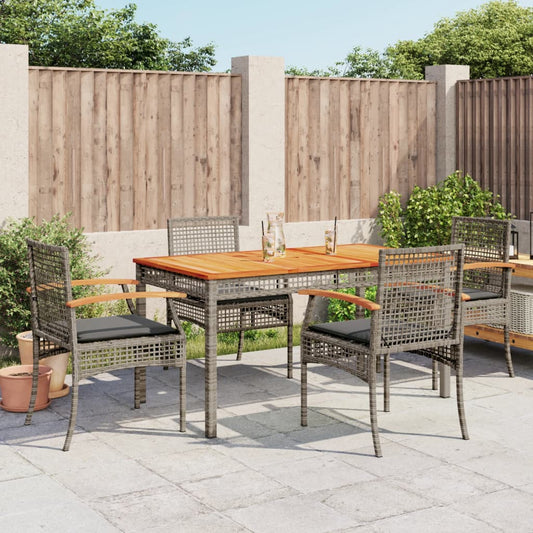 Garden Dining Set Grey PE rattan Medium Durable