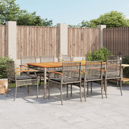 Garden Dining Set Grey PE Rattan Large UV-resistant materials
