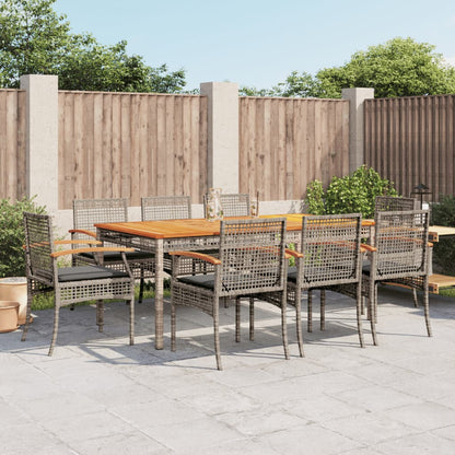 Garden Dining Set Grey PE Rattan Large UV-resistant materials