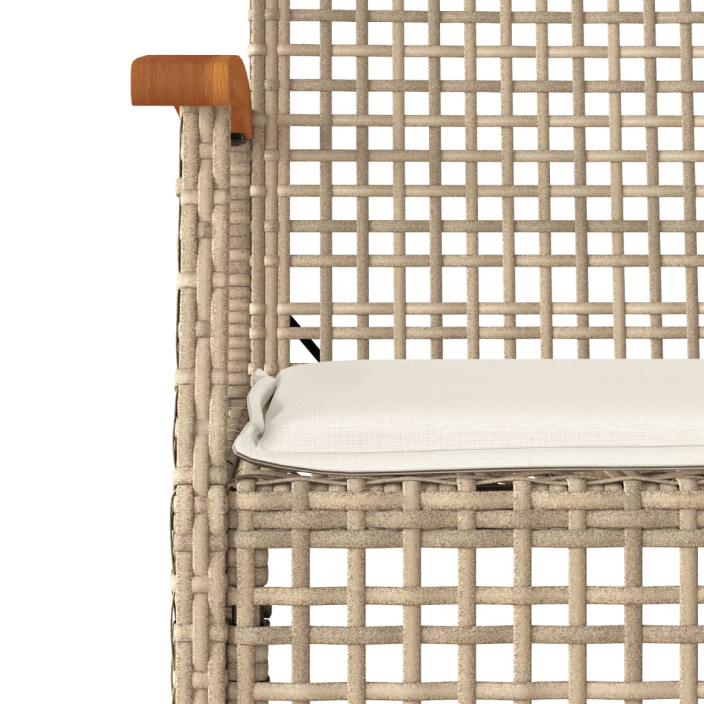 Garden Dining Set Beige PE Rattan Medium Removable Covers