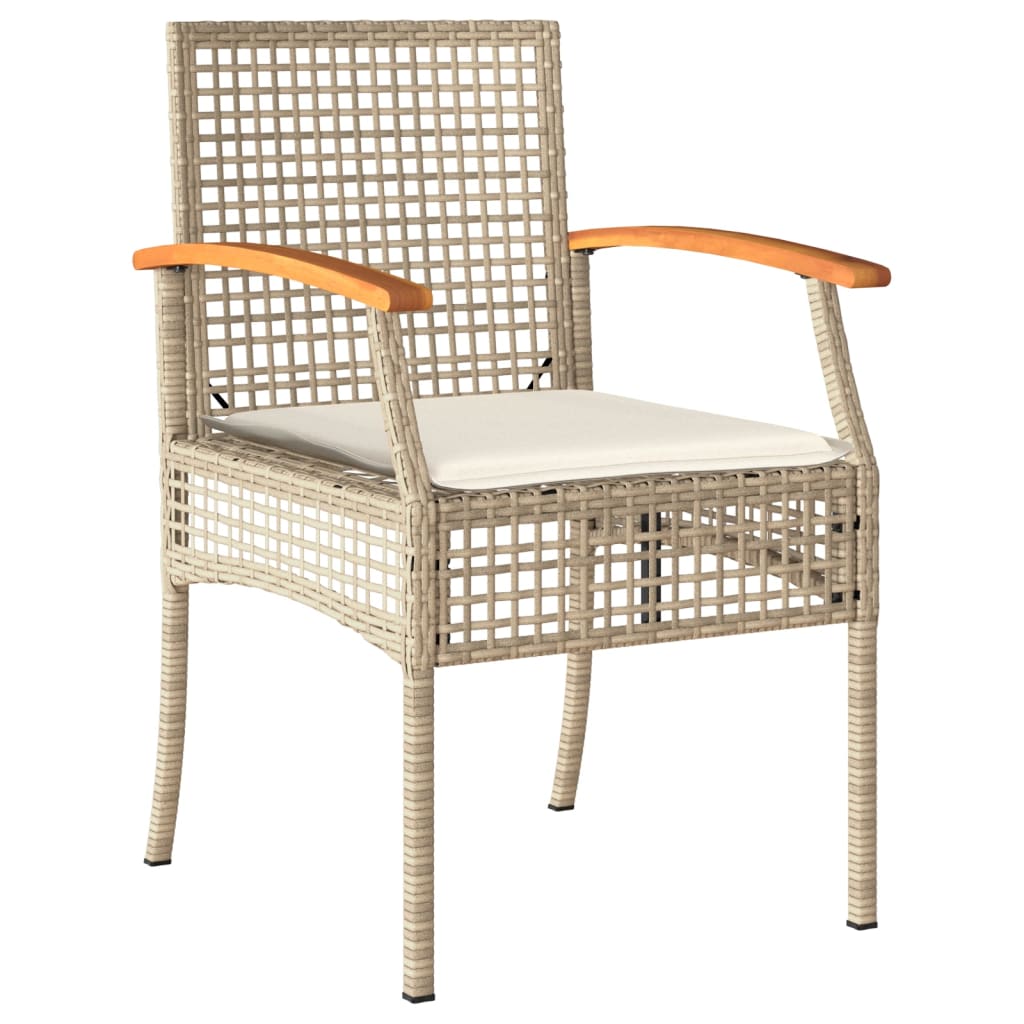 Garden Dining Set Beige PE Rattan Medium Removable Covers