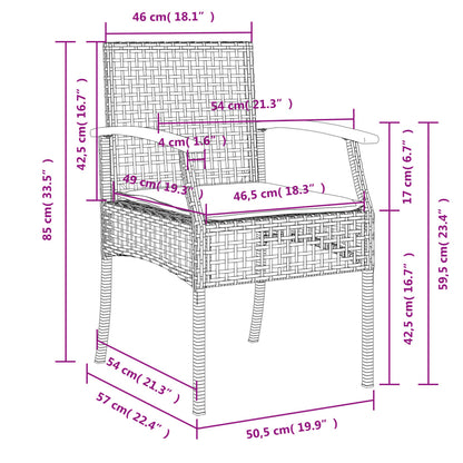 Garden Dining Set Beige PE Rattan Medium Removable Covers