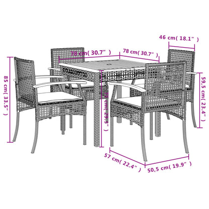 Garden Dining Set Beige PE Rattan Medium Removable Covers