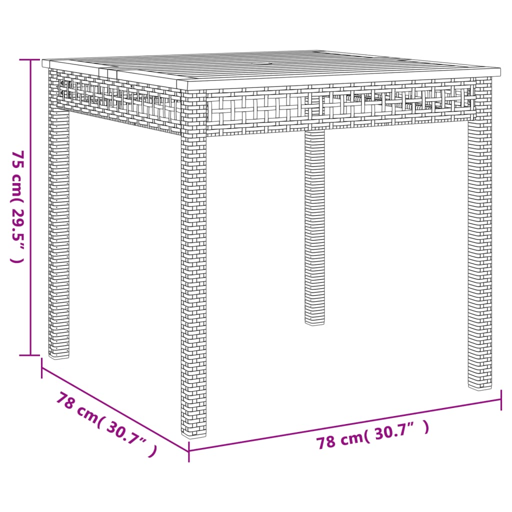 Garden Dining Set Beige PE Rattan Medium Removable Covers