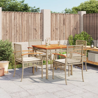 Garden Dining Set Beige PE Rattan Medium Removable Covers
