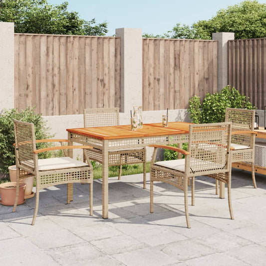 Garden Dining Set Beige PE Rattan 5 Piece Removable Covers