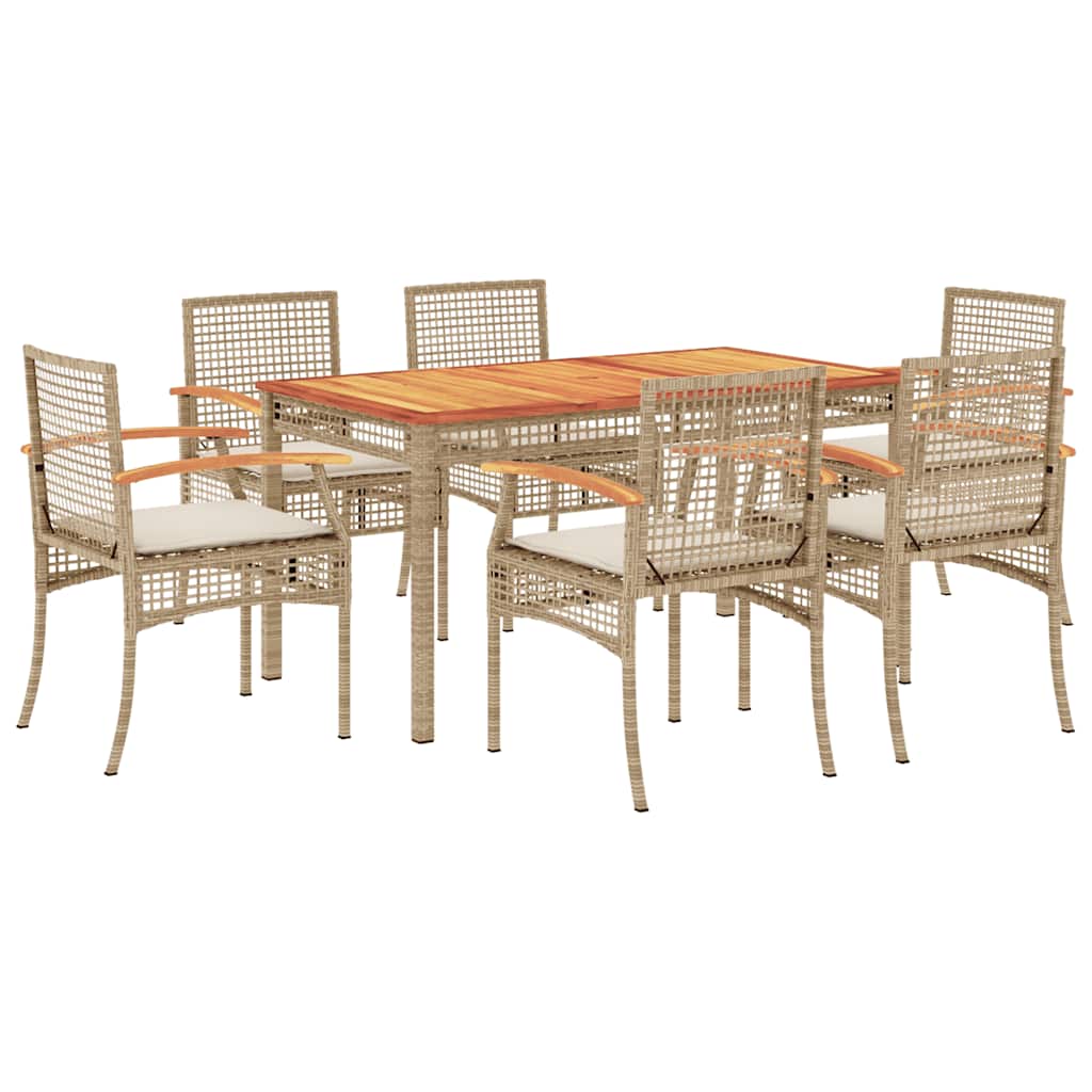 Garden Dining Set Beige Poly Rattan Medium Removable Covers