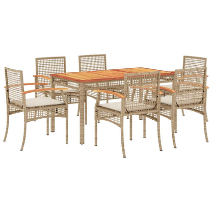 Garden Dining Set Beige Poly Rattan Medium Removable Covers