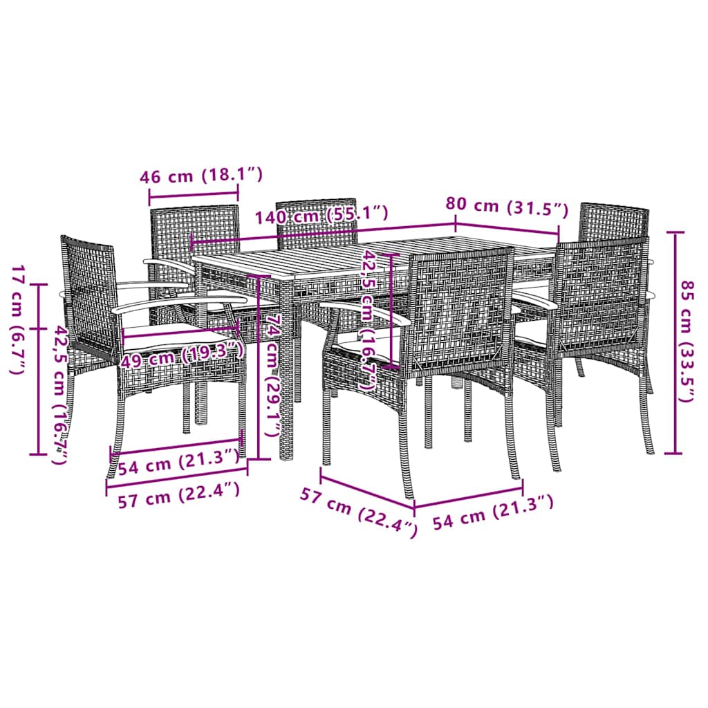 Garden Dining Set Beige Poly Rattan Medium Removable Covers