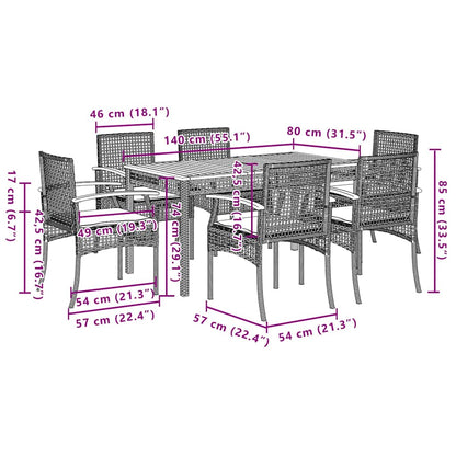 Garden Dining Set Beige Poly Rattan Medium Removable Covers