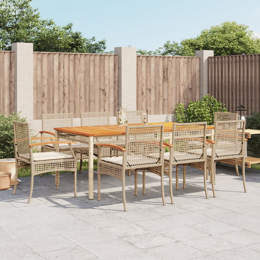 Garden Dining Set Beige PE rattan Removable Covers