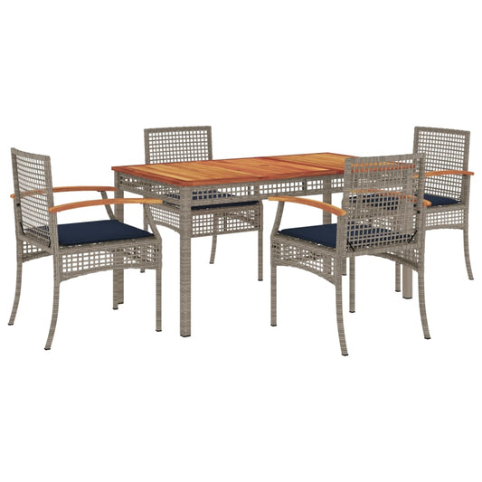 Patio Dining Set Set of 4 Grey PE rattan Medium