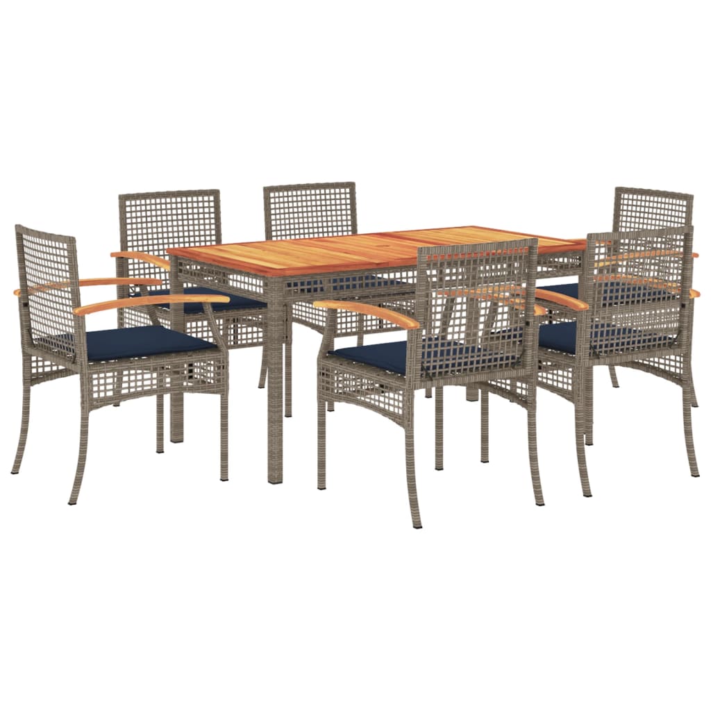 Patio Dining Set Set of 6 Grey PE Rattan Large Removable Covers