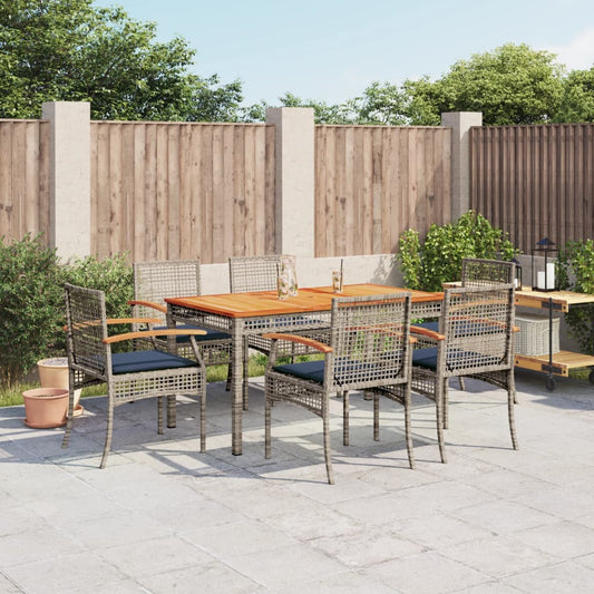 Patio Dining Set Set of 6 Grey PE Rattan Large Removable Covers