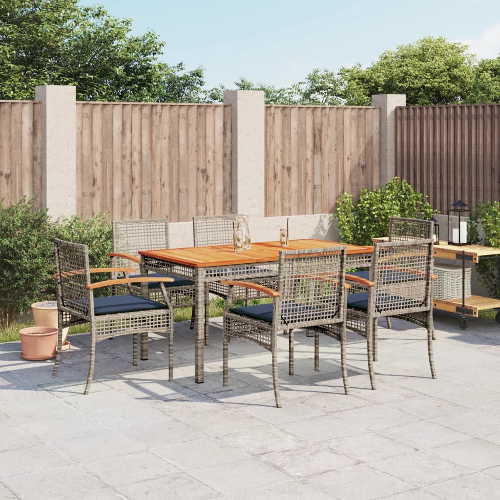 Patio Dining Set Set of 6 Grey PE Rattan Large Removable Covers