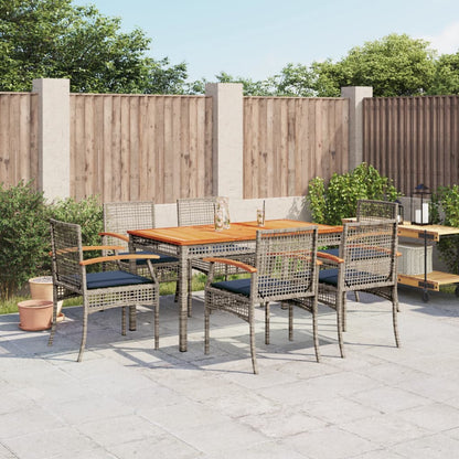 Patio Dining Set Set of 6 Grey PE Rattan Large Removable Covers