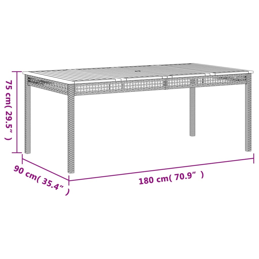 Patio Dining Set Set of 6 Grey PE Rattan Large Removable Covers