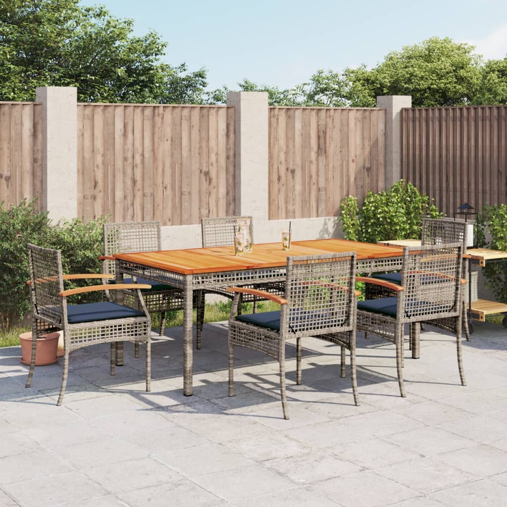 Patio Dining Set Set of 6 Grey PE Rattan Large Removable Covers