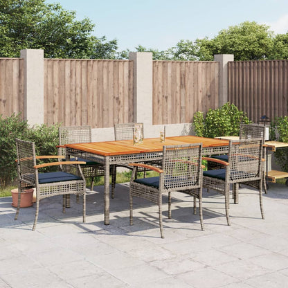 Patio Dining Set Set of 6 Grey PE Rattan Large Removable Covers