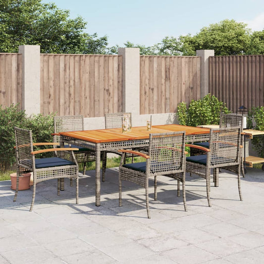 Patio Dining Set Set of 6 Grey PE Rattan Large Removable Covers