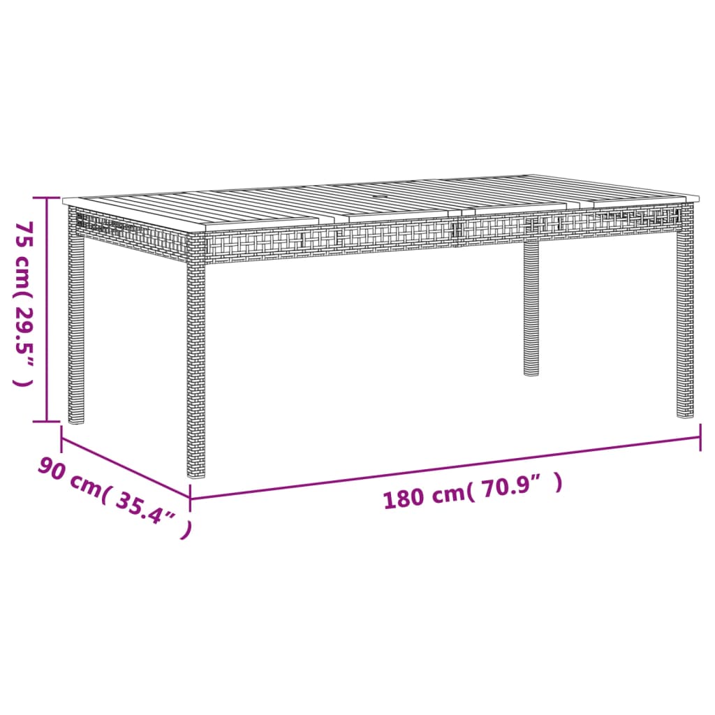 Patio Dining Set Set of 8 Gray PE Rattan 9 Piece Set