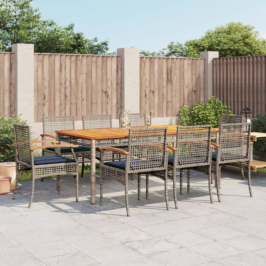 Patio Dining Set Set of 8 Gray PE Rattan 9 Piece Set