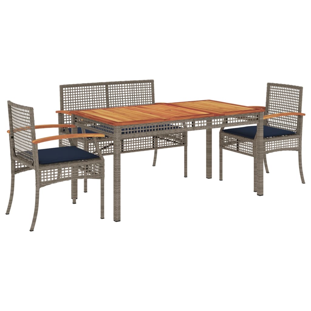 Patio Dining Set Set of 4 Grey PE rattan Medium