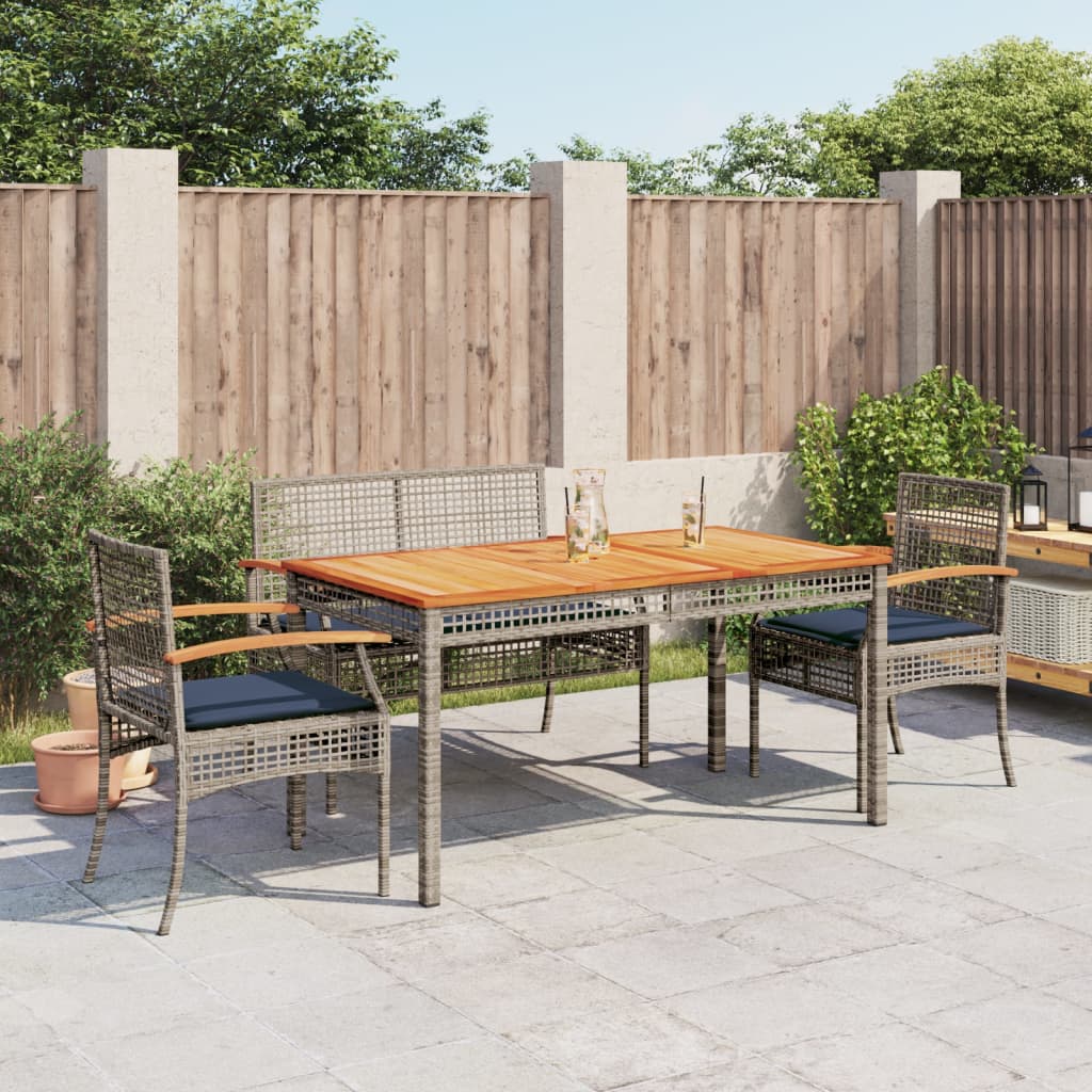 Patio Dining Set Set of 4 Grey PE rattan Medium