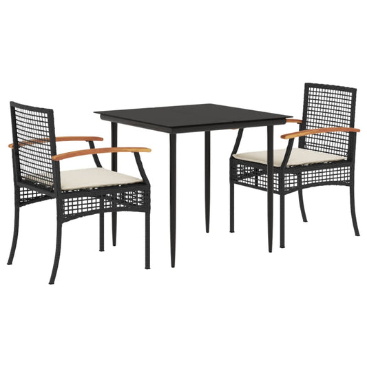 Garden Dining Set Black, Cream White