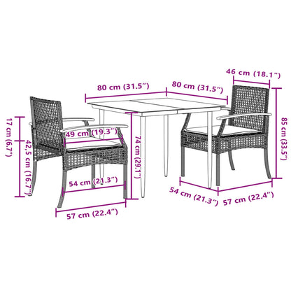 Garden Dining Set Black, Cream White