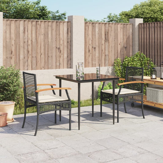 Garden Dining Set Black, Cream White