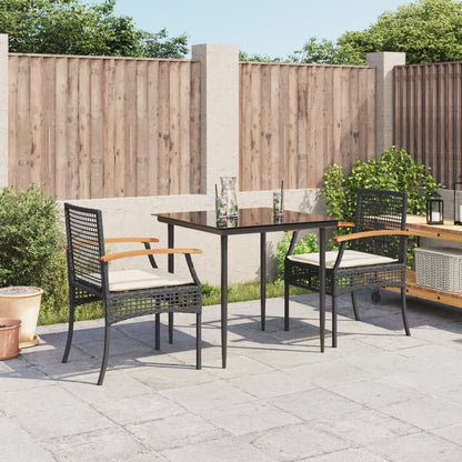 Garden Dining Set Black, Cream White