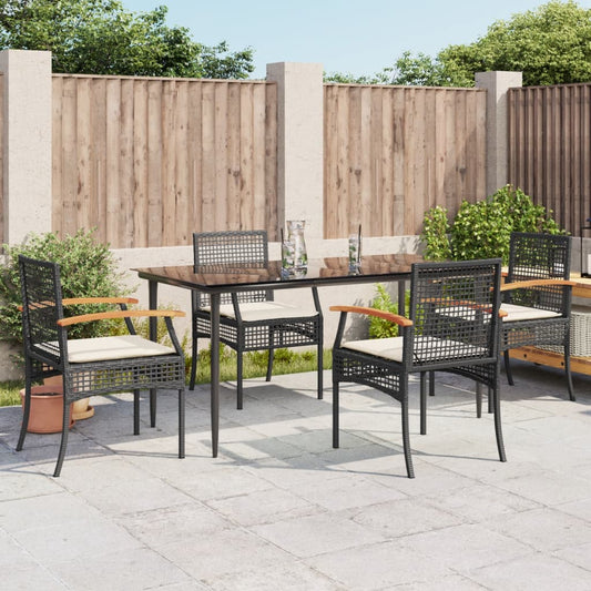 Garden Dining Set Black, Cream White
