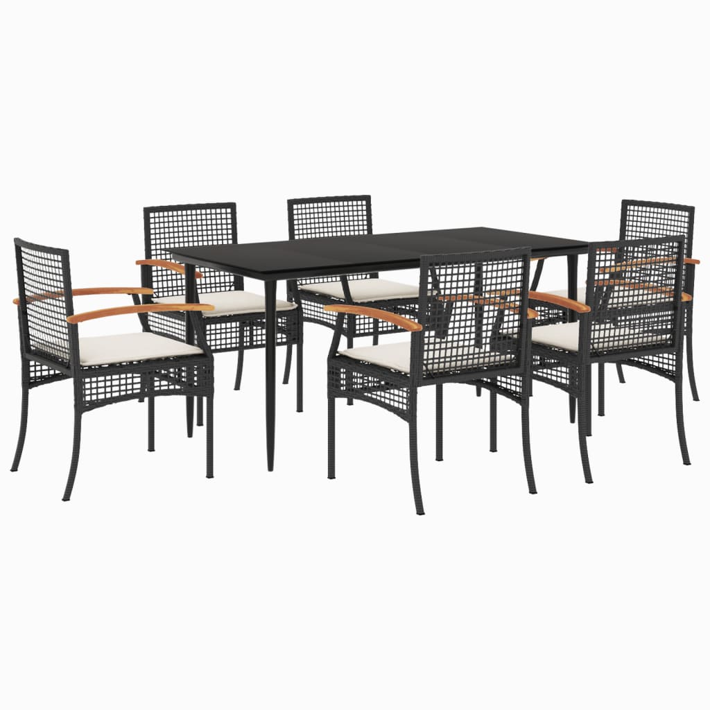 Garden Dining Set Black, Cream White