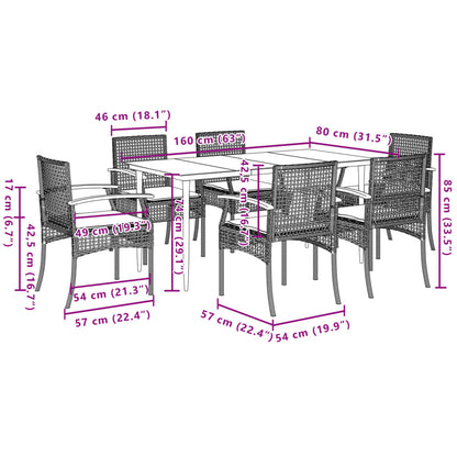 Garden Dining Set Black, Cream White