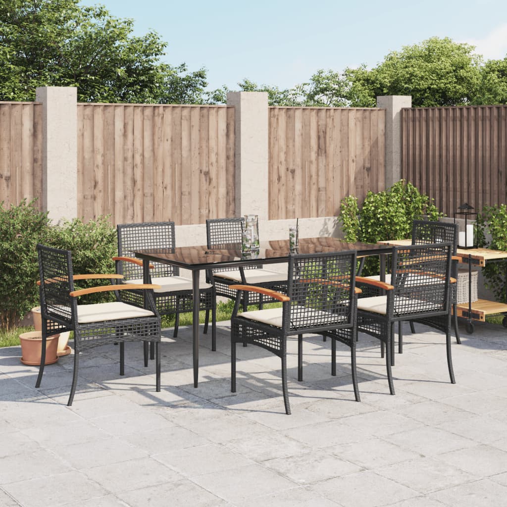 Garden Dining Set Black, Cream White