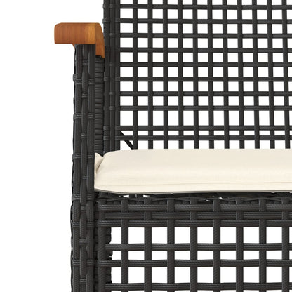Garden Dining Set Black PE rattan 3 Piece Set Removable Covers