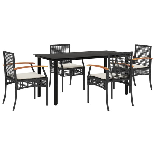 Garden Dining Set Black PE rattan Five-piece set