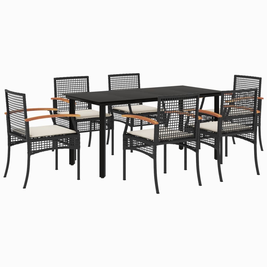 Garden Dining Set Black PE Rattan Medium UV-resistant materials