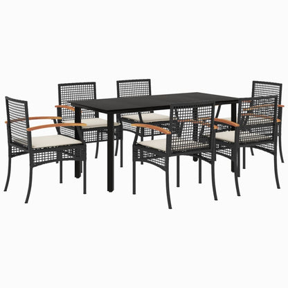 Garden Dining Set Black PE Rattan Medium UV-resistant materials