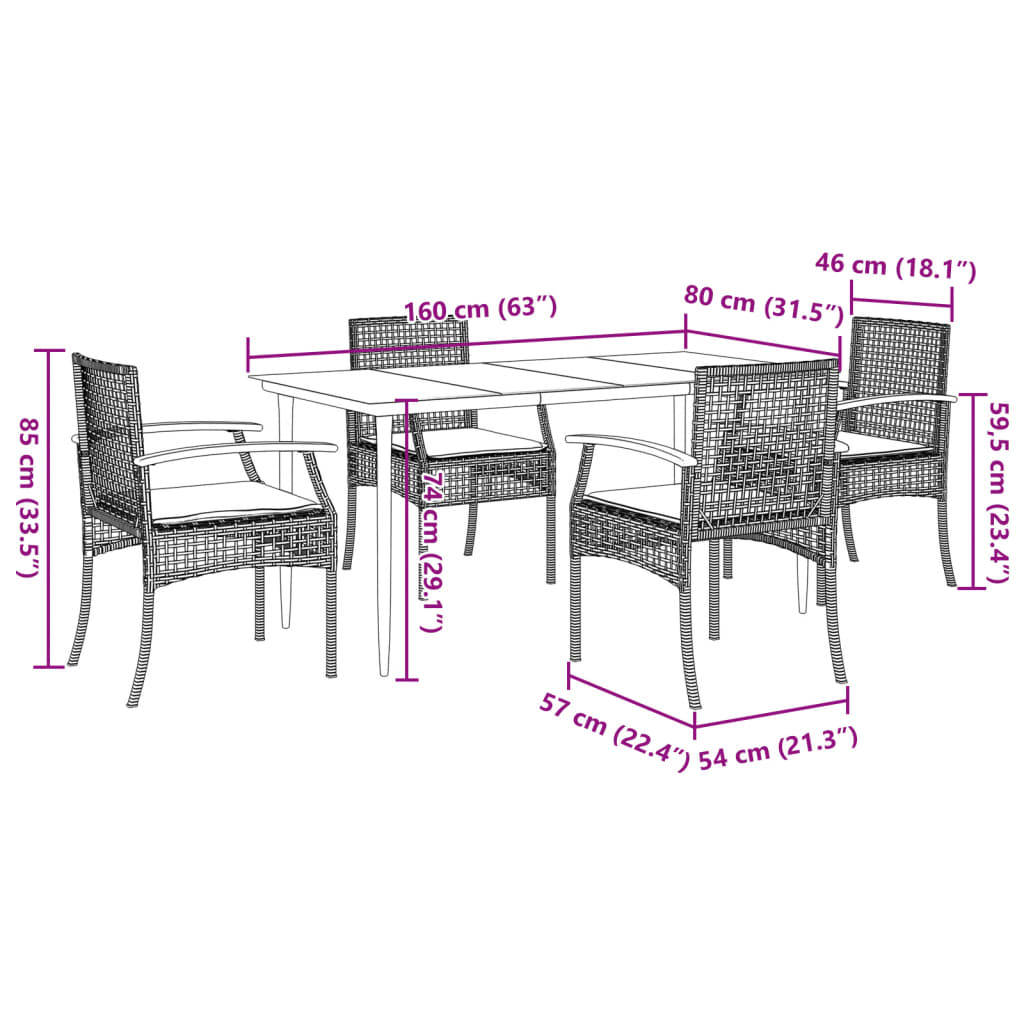 Garden Dining Set Grey