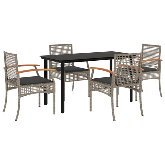 Garden Dining Set Grey PE rattan Medium UV-resistant materials