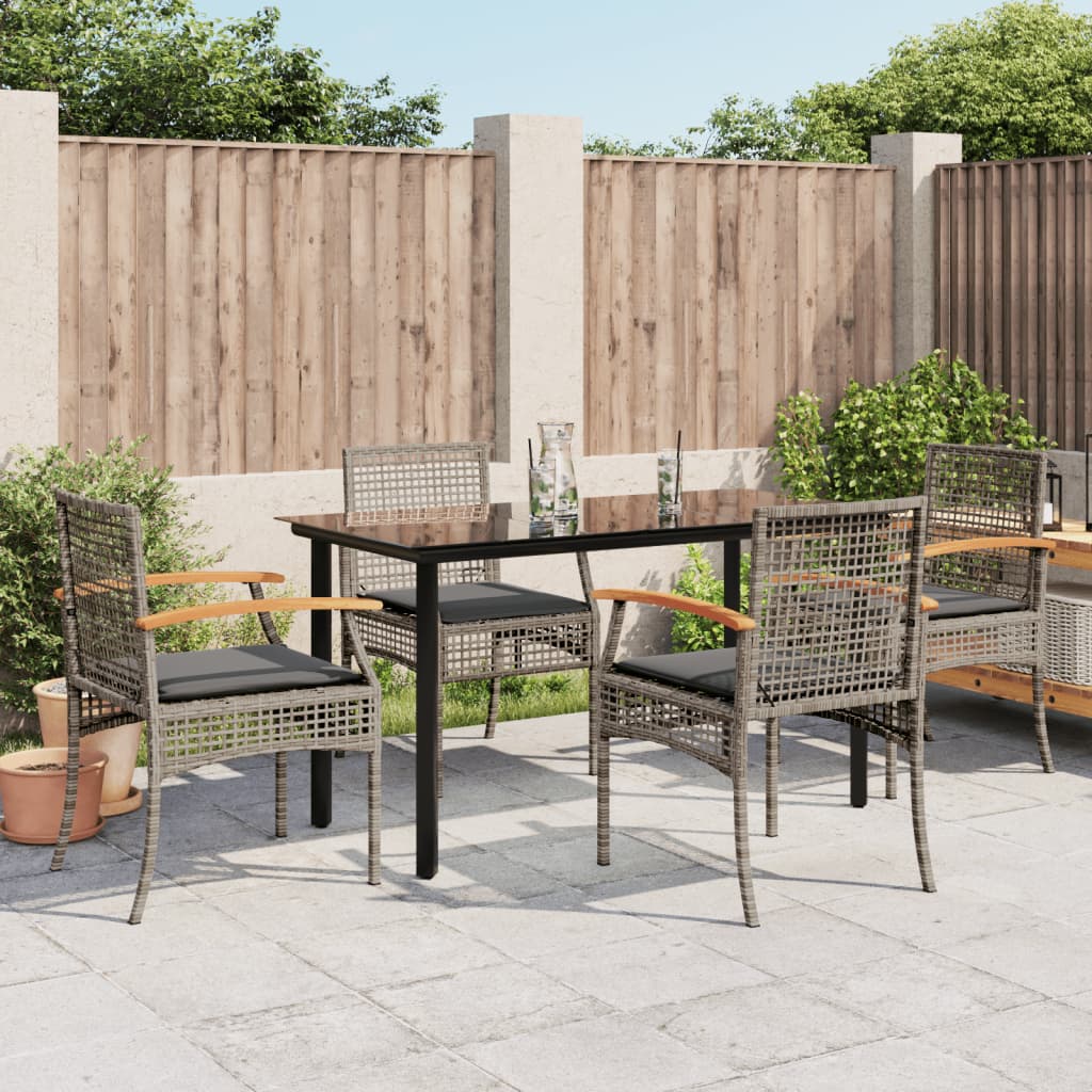 Garden Dining Set Grey PE rattan Medium UV-resistant materials